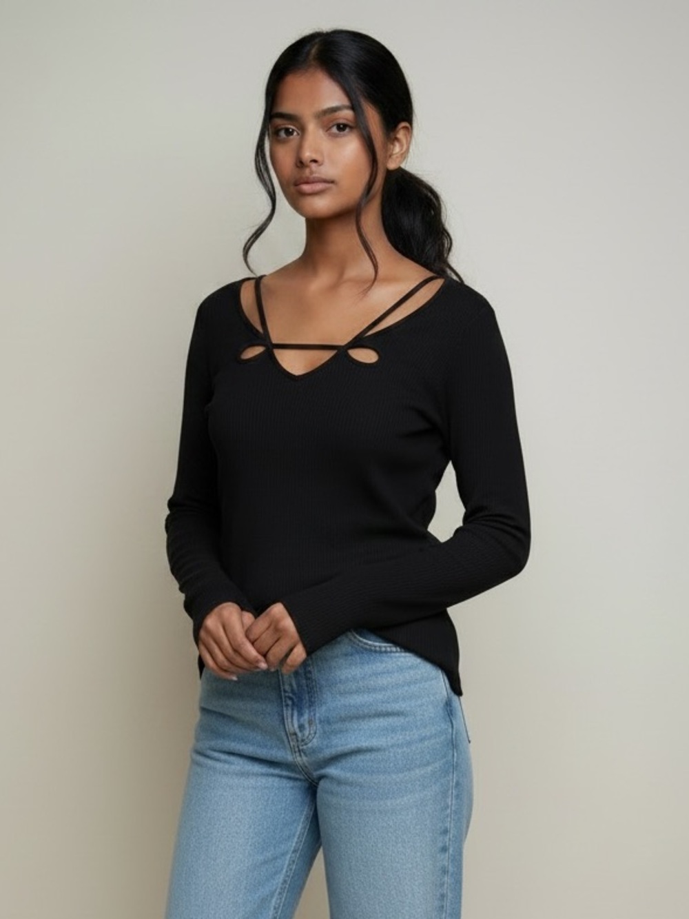 🎱 Raggs II Riches Ribbed Knit Blouse